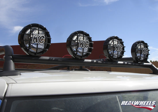 Real Wheels Front Light Bar for Toyota FJ Cruiser – Black Powder-Coated, Mounts up to 4 Lights