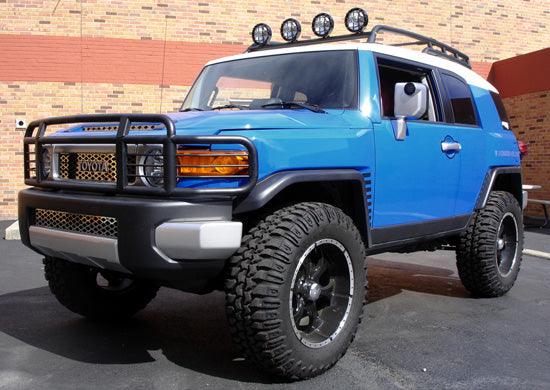 Real Wheels Front Light Bar for Toyota FJ Cruiser – Black Powder-Coated, Mounts up to 4 Lights