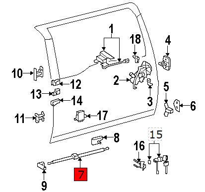 Back Door Stay Rod/Cylinder - Toyota FJ Cruiser 2007-2014