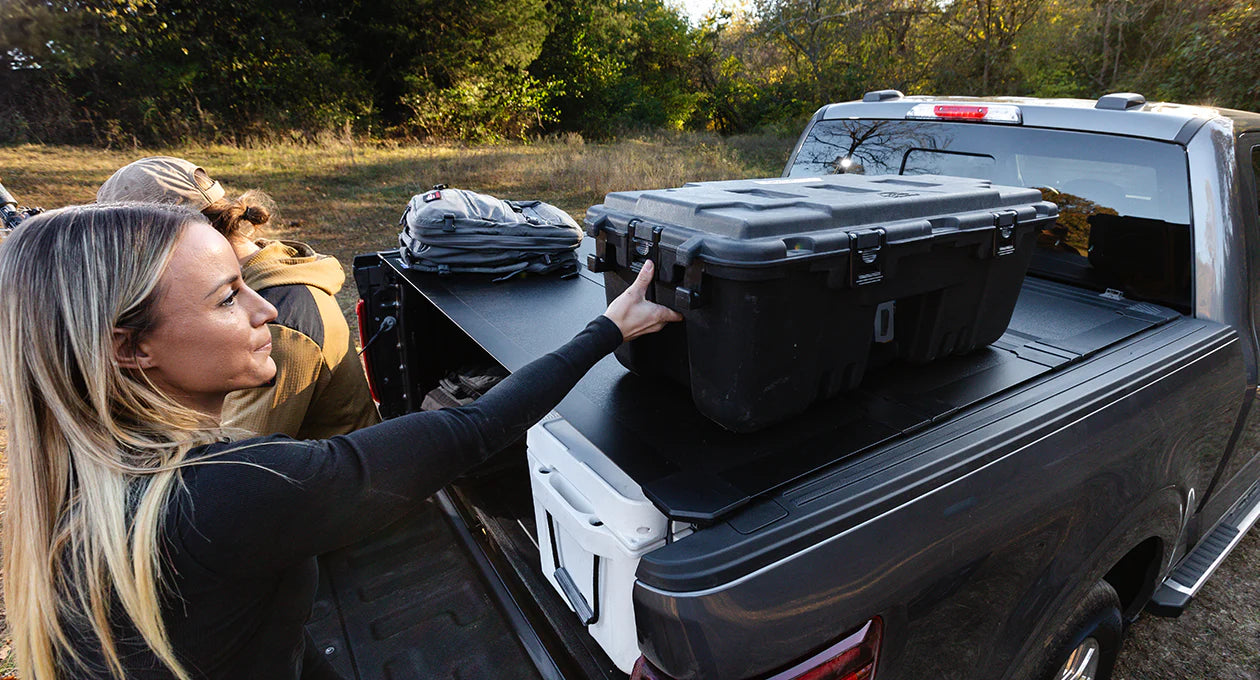 Worksport AL4 Flip-Up Hard Tri-Fold Tonneau Cover | 2022–2025 Toyota Tundra 5'7" Bed with Deck Rail System