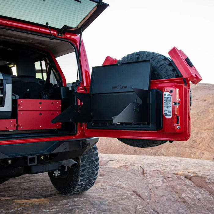 Rock Slide Engineering Aluminum Tailgate Table | Fits Jeep Wrangler JK/JL & Ford Bronco | Textured Black | Made in USA