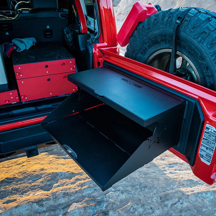 Rock Slide Engineering Aluminum Tailgate Table | Fits Jeep Wrangler JK/JL & Ford Bronco | Textured Black | Made in USA