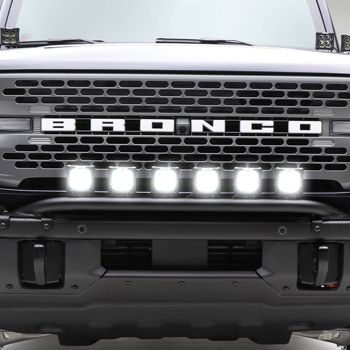 ZROADZ Front Bumper Top LED Kit – 2021–2025 Ford Bronco (w/ Modular Bumper) Includes (6) 3-Inch LED Pod Lights | Made in the USA - PN #Z325431-KIT
