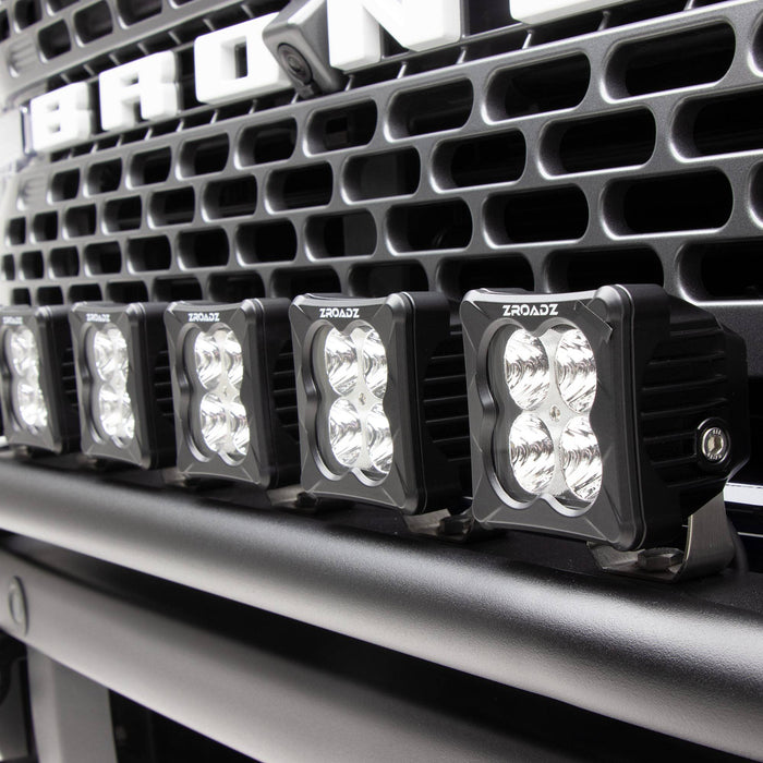 ZROADZ Front Bumper Top LED Kit – 2021–2025 Ford Bronco (w/ Modular Bumper) Includes (6) 3-Inch LED Pod Lights | Made in the USA - PN #Z325431-KIT
