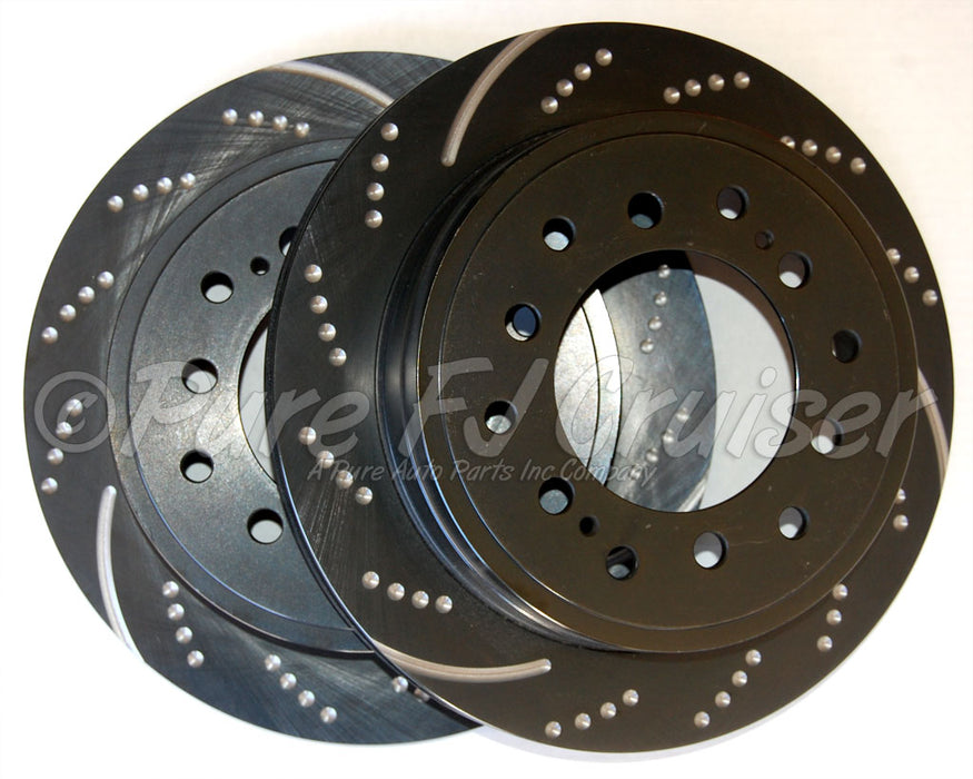 EBC Rear Brake Disc Set | Drilled & Slotted Sport Rotors | Fits 2007–2009 Toyota FJ Cruiser | Black Zinc Coated