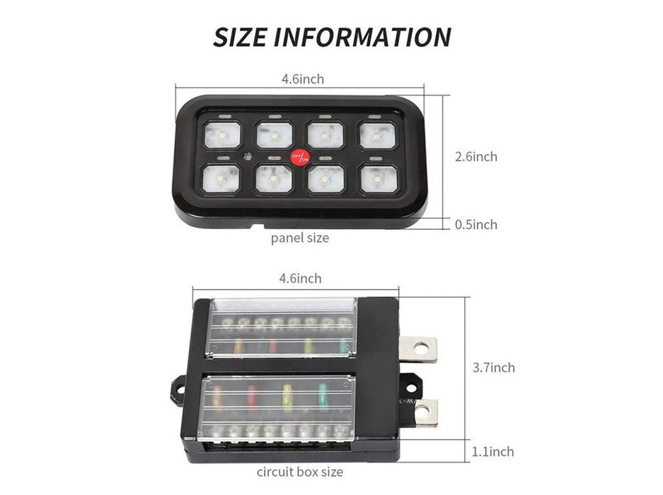 Cali Raised Vehicle Accessory 8 Switch Control System (Blue Backlighting)