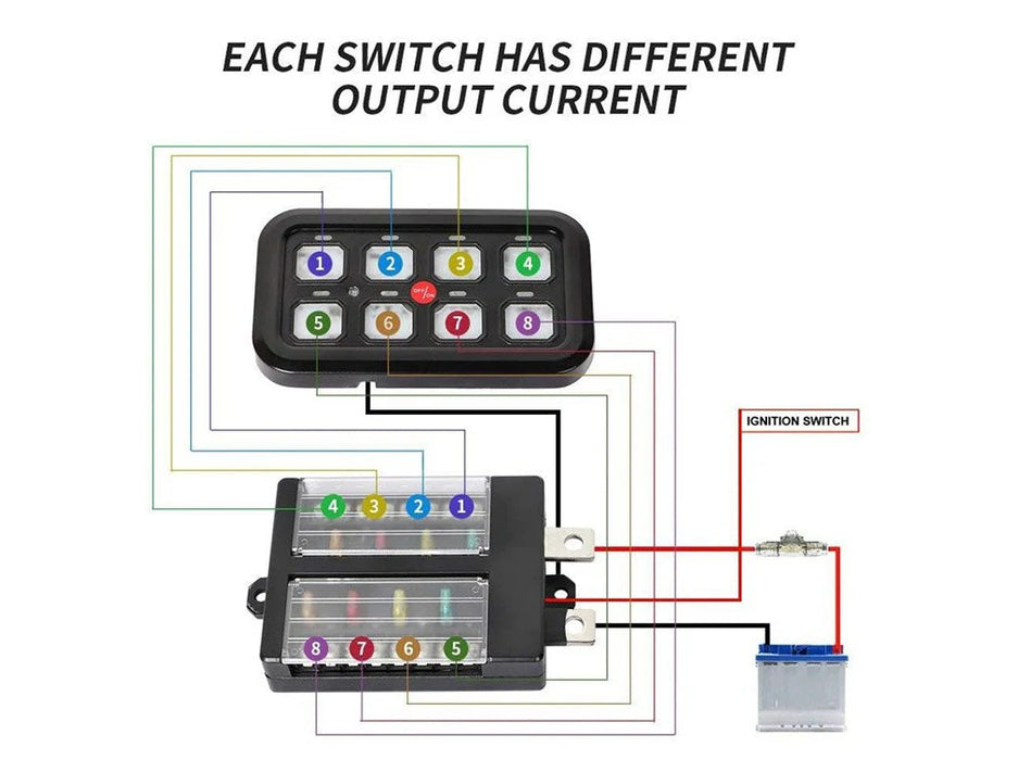 Cali Raised Vehicle Accessory 8 Switch Control System (Blue Backlighting)
