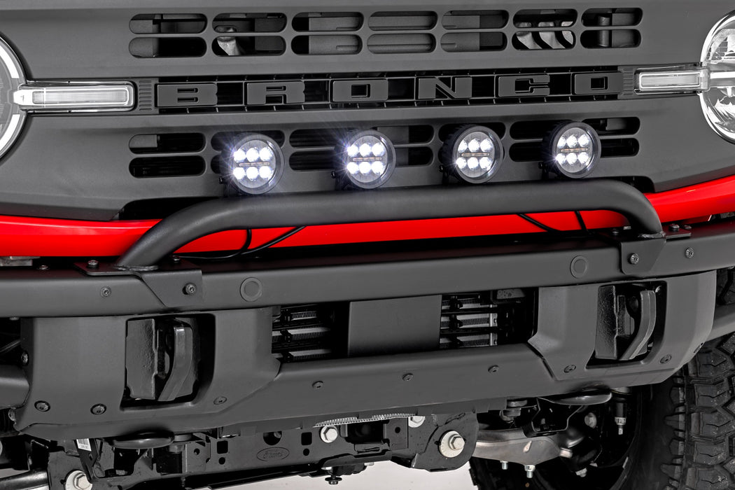 Rough Country Light Bar Mount | Fits 2021–2025 Ford Bronco 4WD | Modular Bumper | Holds 3.5" or 6.5" Round Lights