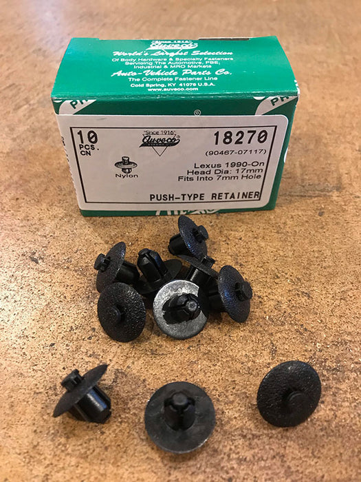Au-ve-co 18270 FJ Cruiser Cowl Push Retainer Clips | Replaces Toyota 90467-07117 | 10-Pack