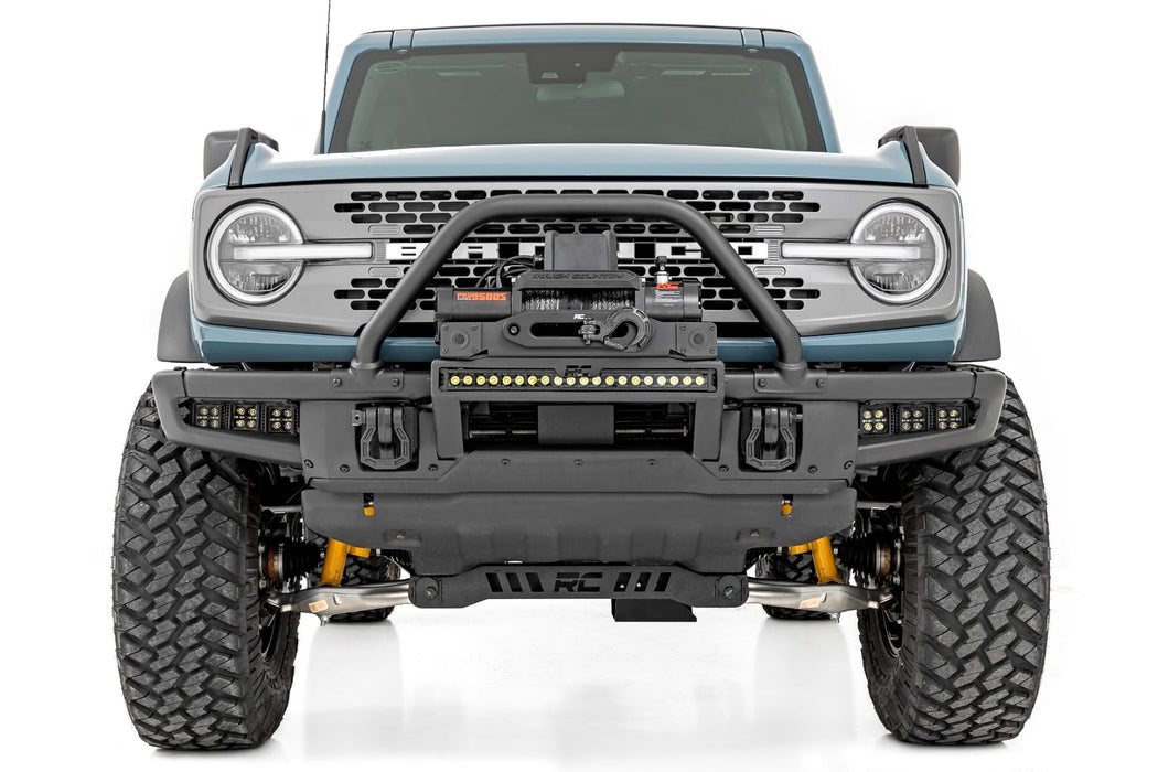 Rough Country High Winch Mount for 2021-2026 Ford Bronco & Bronco Raptor | Fits Factory Modular Steel Bumper | Winch Ready | 20" Light Bar Compatible