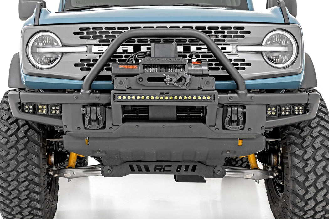 Rough Country High Winch Mount for 2021-2026 Ford Bronco & Bronco Raptor | Fits Factory Modular Steel Bumper | Winch Ready | 20" Light Bar Compatible
