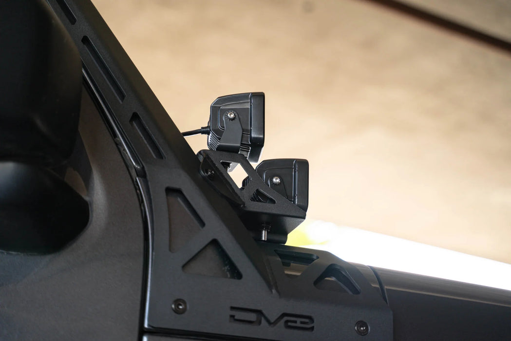 DV8 Off-Road A-Pillar Dual Light Pod Mounts for 2018-2025 Jeep Wrangler JL & Gladiator JT | Requires LBJL-10 Light Bar Mount