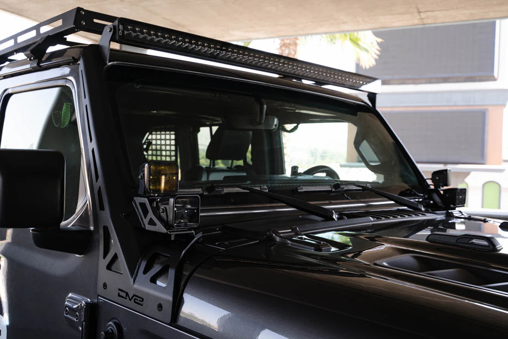 DV8 Off-Road A-Pillar Dual Light Pod Mounts for 2018-2025 Jeep Wrangler JL & Gladiator JT | Requires LBJL-10 Light Bar Mount