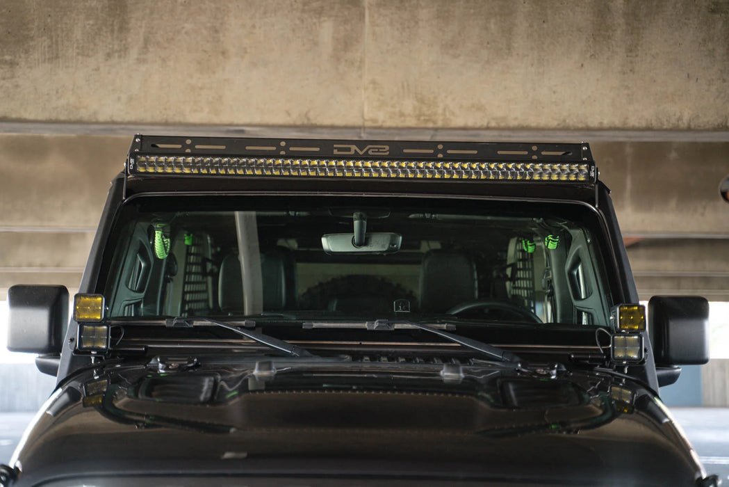 DV8 Offroad 50" LED Light Bar Mount for 2018-2025 Jeep Wrangler JL & Gladiator JT | Low-Profile Windshield Bracket
