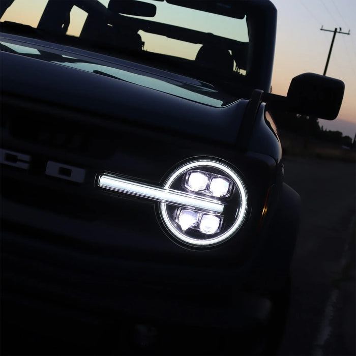AlphaRex NOVA-Series Alpha-Black LED Projector Headlights for 2021-2026 Ford Bronco & 2022-2026 Bronco Raptor