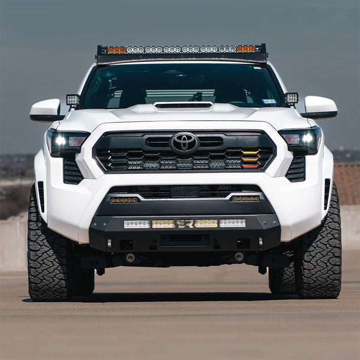 Cali Raised LED Stealth Bumper for 2024+ Toyota Tacoma | Low Profile Winch-Ready Steel Front Bumper (Black Powder Coat)