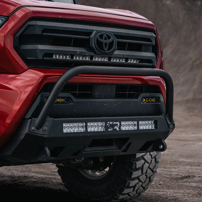 Cali Raised LED Stealth Bumper for 2024+ Toyota Tacoma | Low Profile Winch-Ready Steel Front Bumper (Black Powder Coat)