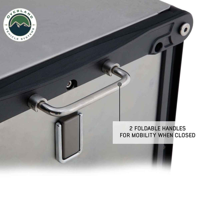 OVS Komodo Camp Kitchen - Dual Grill, Skillet, Folding Shelves, and Rocket Tower - Stainless Steel