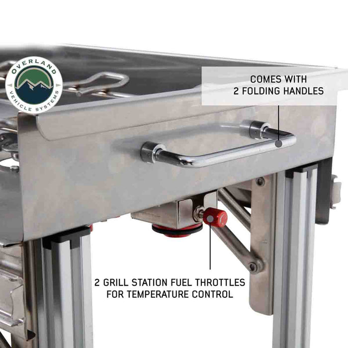 OVS Komodo Camp Kitchen - Dual Grill, Skillet, Folding Shelves, and Rocket Tower - Stainless Steel
