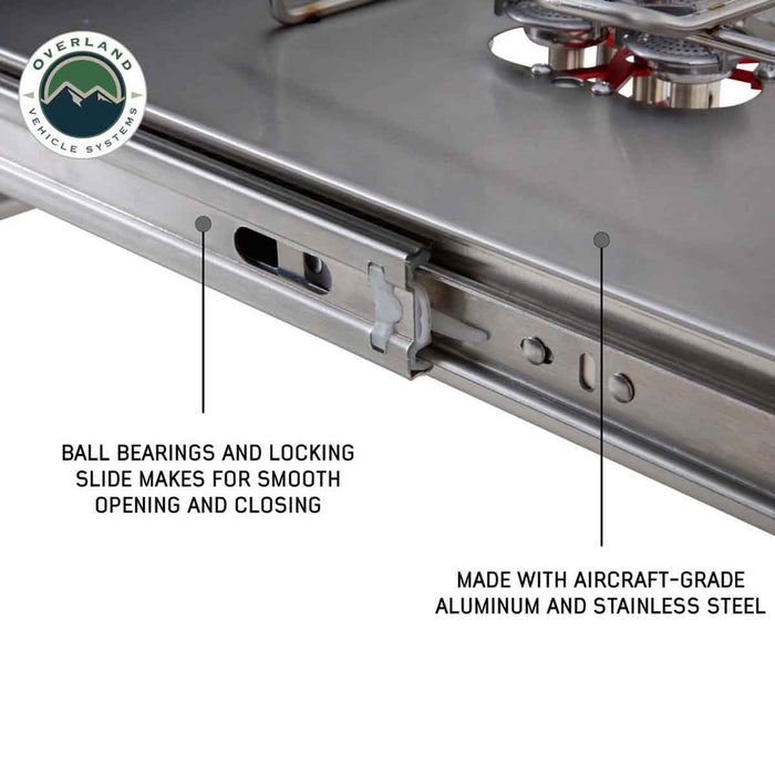 OVS Komodo Camp Kitchen - Dual Grill, Skillet, Folding Shelves, and Rocket Tower - Stainless Steel