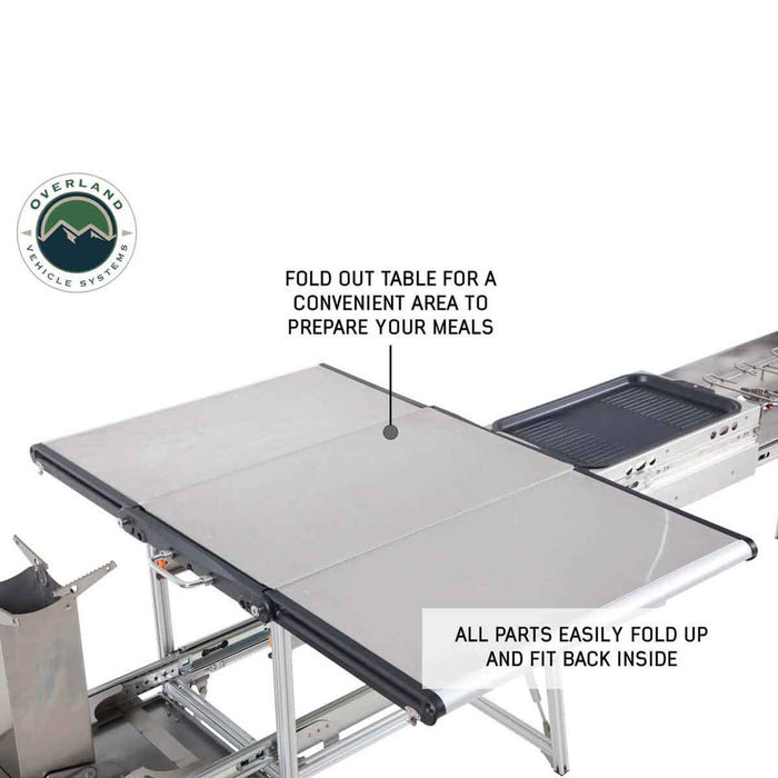 OVS Komodo Camp Kitchen - Dual Grill, Skillet, Folding Shelves, and Rocket Tower - Stainless Steel