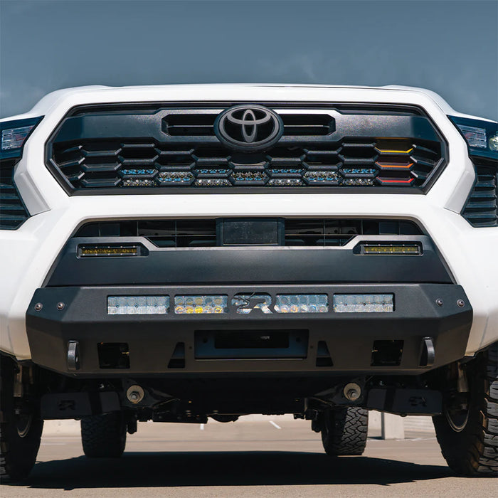 Cali Raised LED Stealth Bumper for 2024+ Toyota Tacoma | Low Profile Winch-Ready Steel Front Bumper (Black Powder Coat)