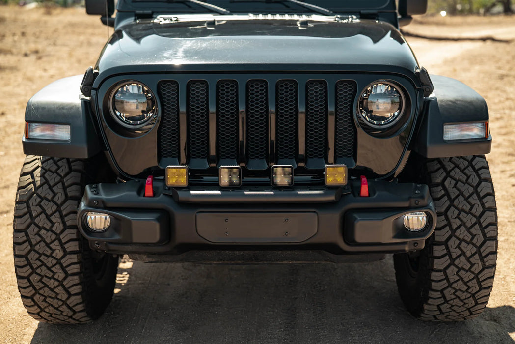 DV8 Off-Road Push Bar for 2018+ Jeep Wrangler JL w/ Mopar Rubicon Steel Bumper | Light Mount Bull Bar
