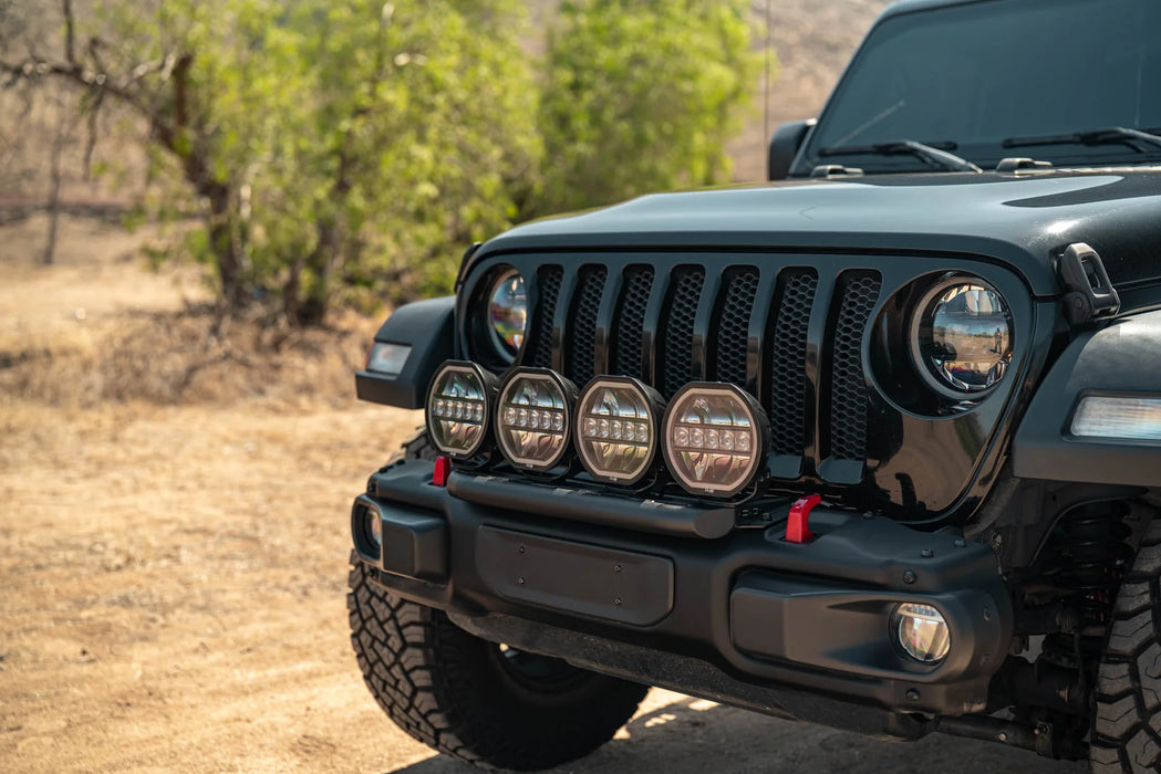DV8 Off-Road Push Bar for 2018+ Jeep Wrangler JL w/ Mopar Rubicon Steel Bumper | Light Mount Bull Bar