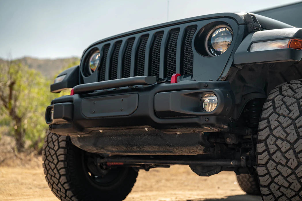 DV8 Off-Road Push Bar for 2018+ Jeep Wrangler JL w/ Mopar Rubicon Steel Bumper | Light Mount Bull Bar
