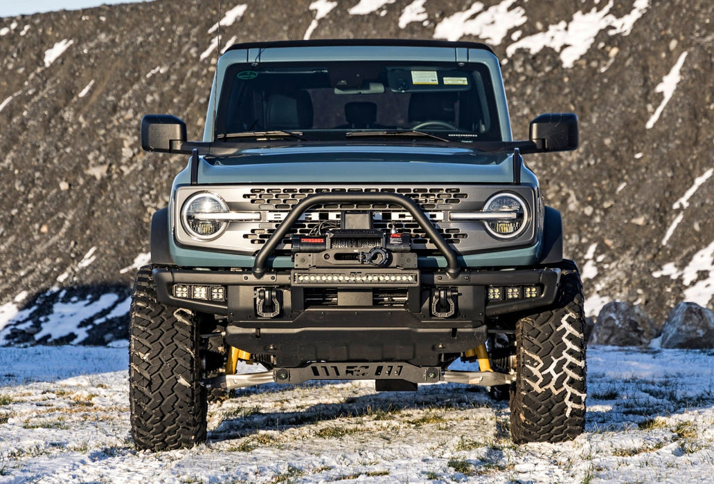 Rough Country High Winch Mount for 2021-2026 Ford Bronco & Bronco Raptor | Fits Factory Modular Steel Bumper | Winch Ready | 20" Light Bar Compatible