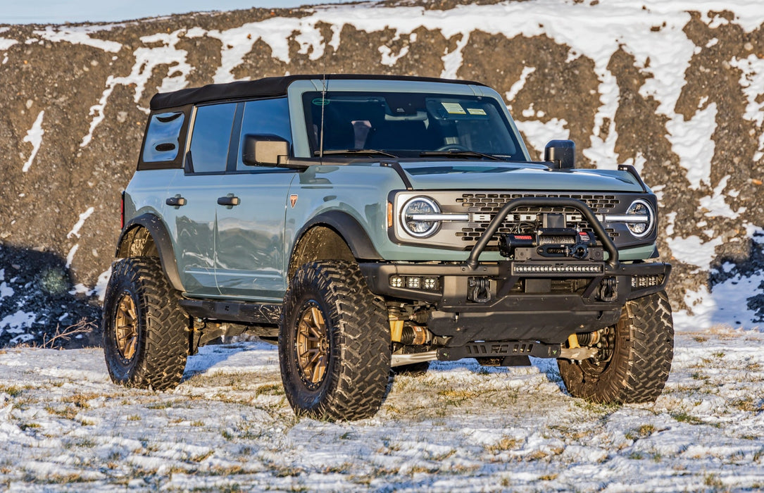 Rough Country High Winch Mount for 2021-2026 Ford Bronco & Bronco Raptor | Fits Factory Modular Steel Bumper | Winch Ready | 20" Light Bar Compatible