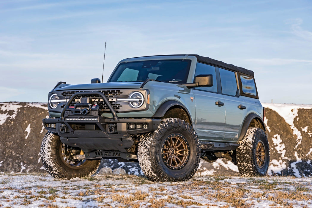 Rough Country High Winch Mount for 2021-2026 Ford Bronco & Bronco Raptor | Fits Factory Modular Steel Bumper | Winch Ready | 20" Light Bar Compatible