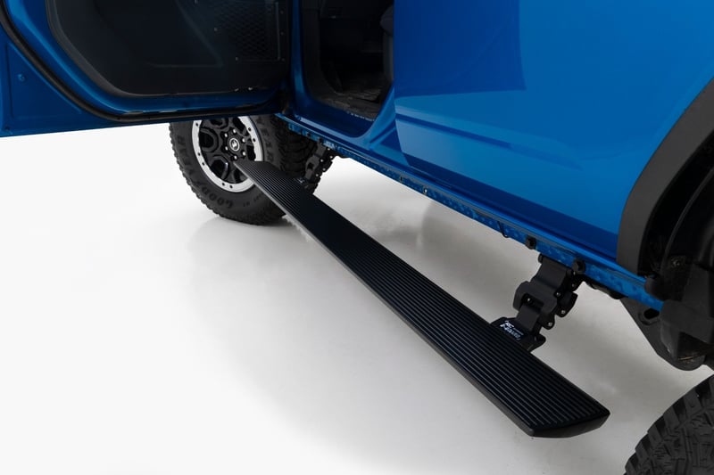 Rough Country Power Running Boards | Dual Electric Motor | Fits 2021–2025 Ford Bronco 4-Door | Retractable Side Steps with LED Lighting