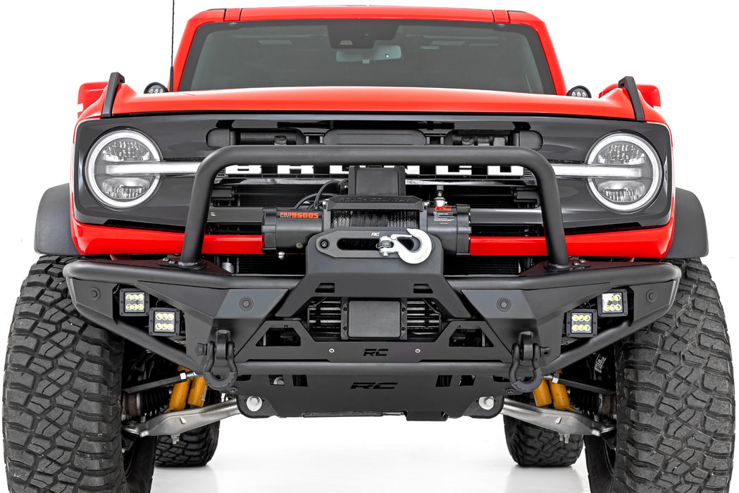 Rough Country Tubular Front Bumper with Winch Mount & LED Lights for 2021-2026 Ford Bronco