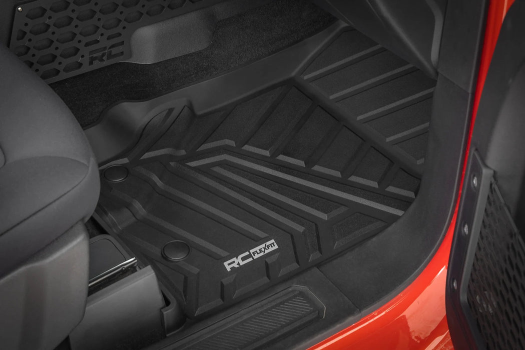 Rough Country Flex-Fit Front & Rear Floor Mats | Fits 2021–2025 Ford Bronco 4-Door | All-Weather Interior Protection