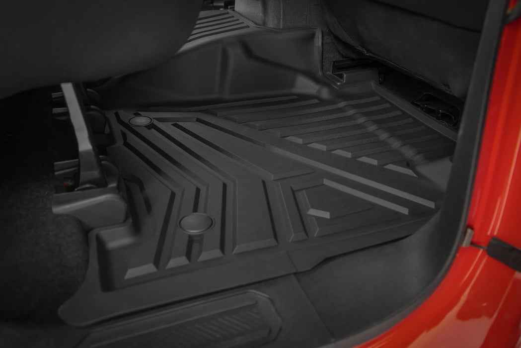 Rough Country Flex-Fit Front & Rear Floor Mats | Fits 2021–2025 Ford Bronco 4-Door | All-Weather Interior Protection