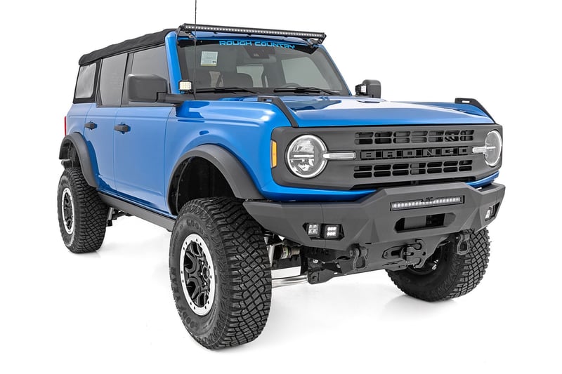Rough Country Power Running Boards | Dual Electric Motor | Fits 2021–2025 Ford Bronco 4-Door | Retractable Side Steps with LED Lighting