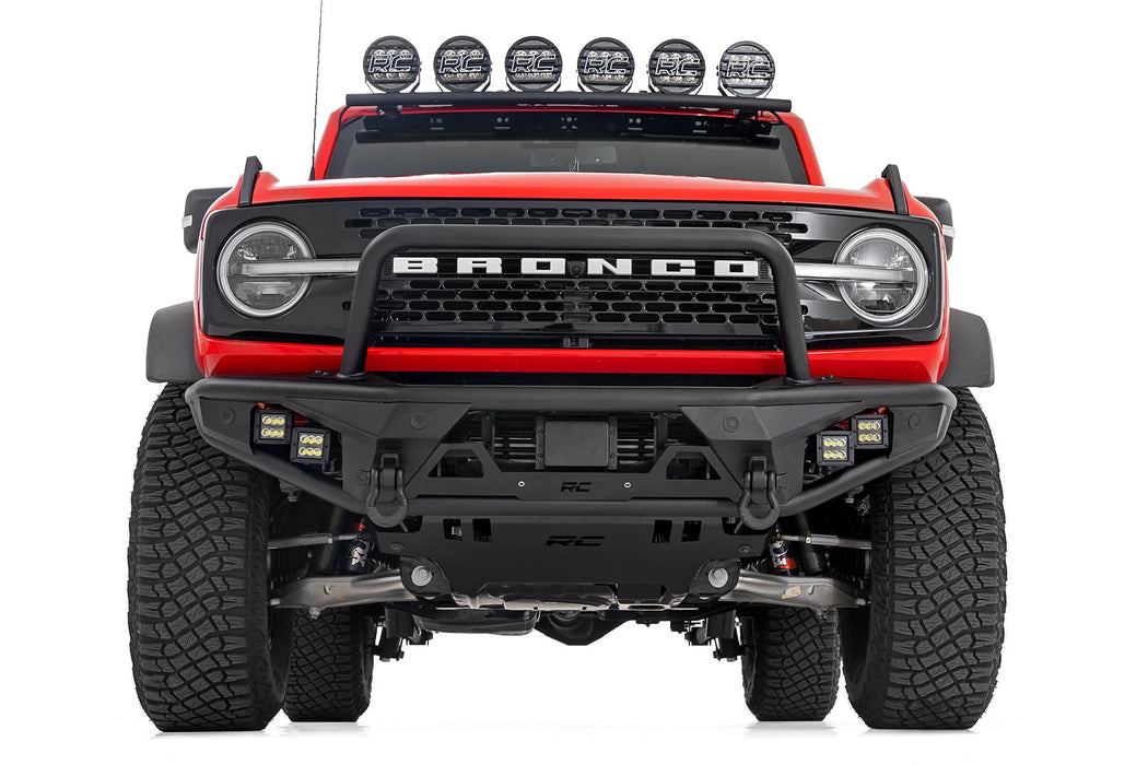 Rough Country Tubular Front Bumper with Winch Mount & LED Lights for 2021-2026 Ford Bronco