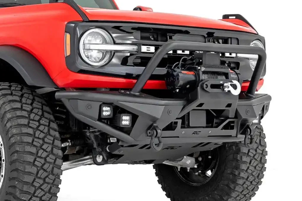 Rough Country Tubular Front Bumper with Winch Mount & LED Lights for 2021-2026 Ford Bronco