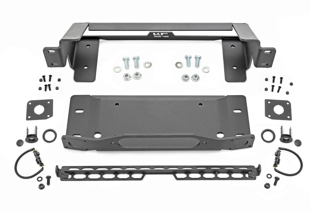 Rough Country High Winch Mount for 2021-2026 Ford Bronco & Bronco Raptor | Fits Factory Modular Steel Bumper | Winch Ready | 20" Light Bar Compatible