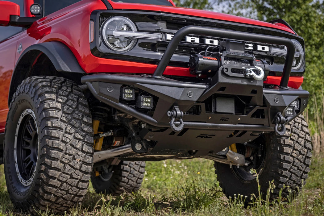 Rough Country Tubular Front Bumper with Winch Mount & LED Lights for 2021-2026 Ford Bronco