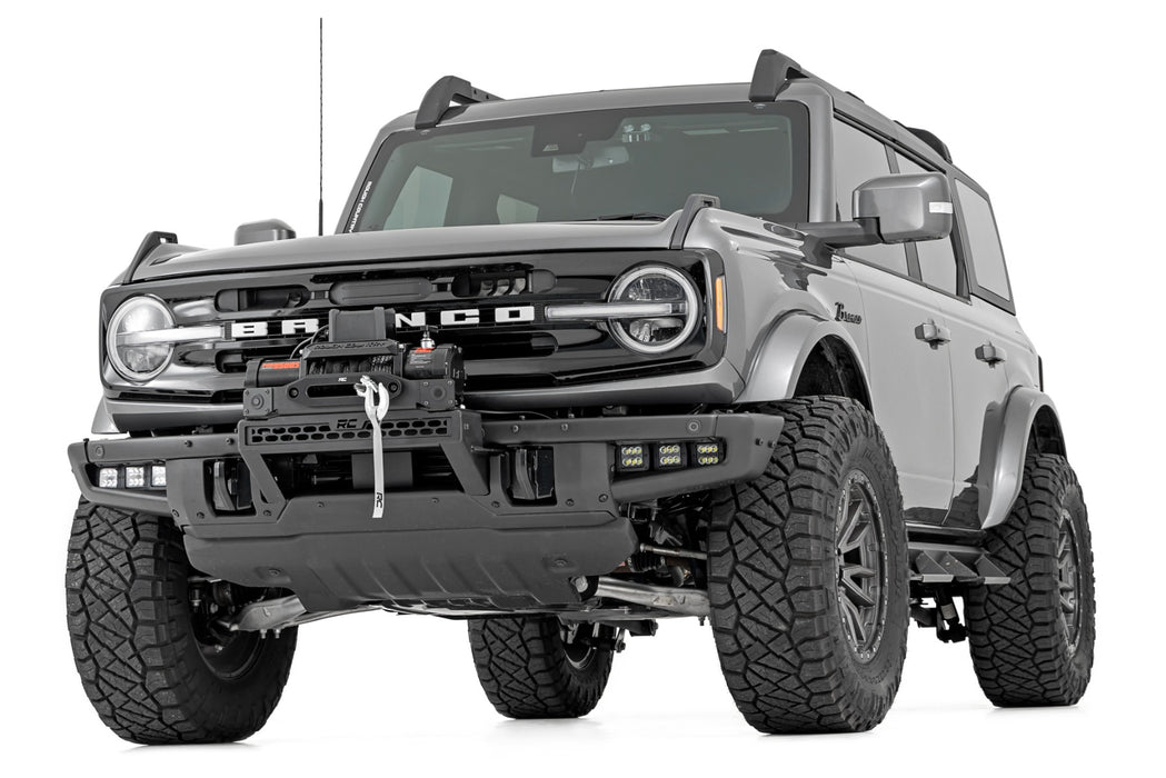 Rough Country High Winch Mount for 2021-2026 Ford Bronco & Bronco Raptor | Fits Factory Modular Steel Bumper | Winch Ready | 20" Light Bar Compatible