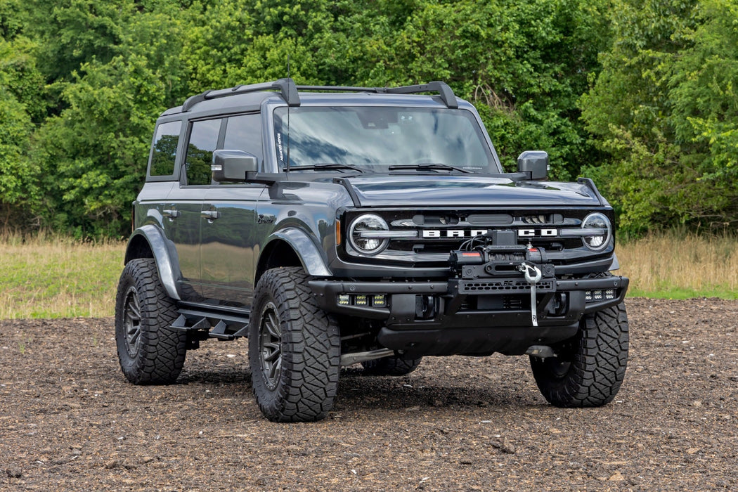 Rough Country High Winch Mount for 2021-2026 Ford Bronco & Bronco Raptor | Fits Factory Modular Steel Bumper | Winch Ready | 20" Light Bar Compatible