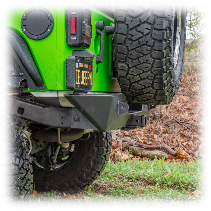 Turn Offroad Rear Bumper with LED Pod Lights & 2-Inch Hitch for 2007-2018 Jeep Wrangler JK