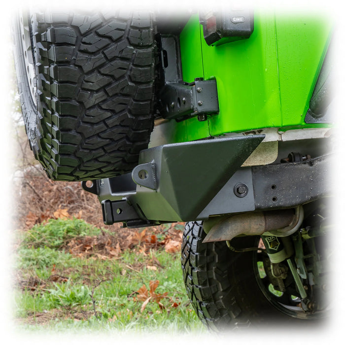 Turn Offroad Rear Bumper with LED Pod Lights & 2-Inch Hitch for 2007-2018 Jeep Wrangler JK