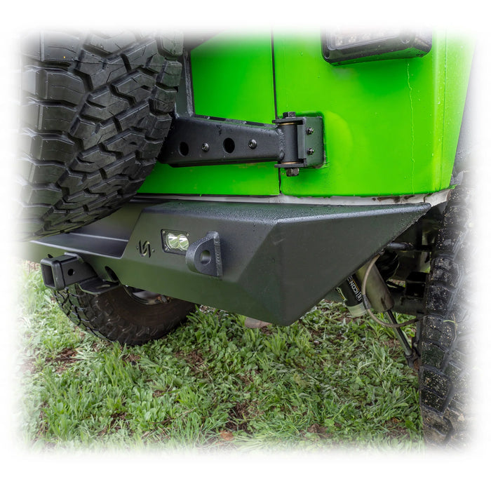 Turn Offroad Rear Bumper with LED Pod Lights & 2-Inch Hitch for 2007-2018 Jeep Wrangler JK