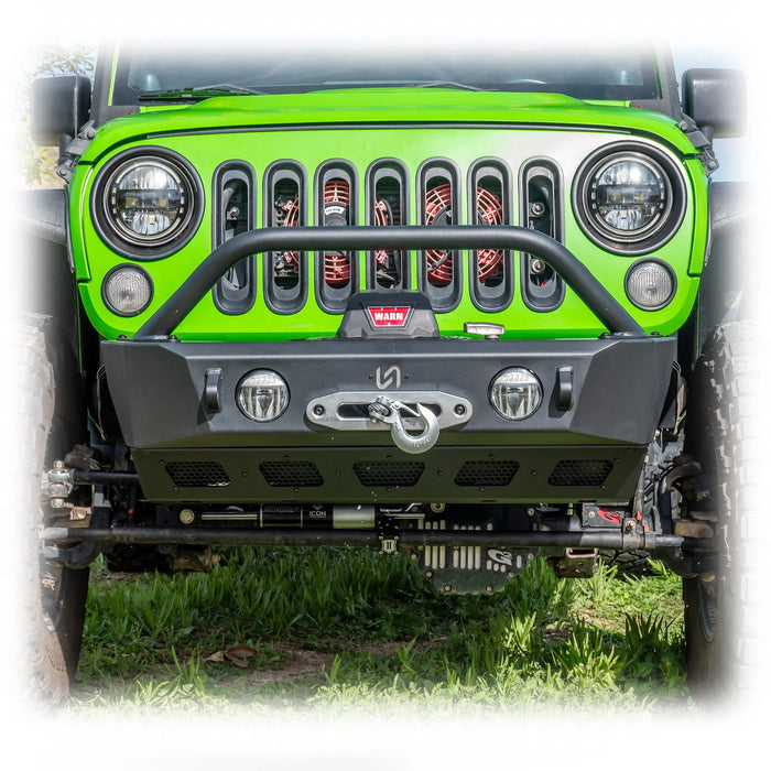 Turn Offroad Front Bumper with Skid Plate & Recessed Winch Mount for 2007-2025 Jeep Wrangler JK/JL & Gladiator JT