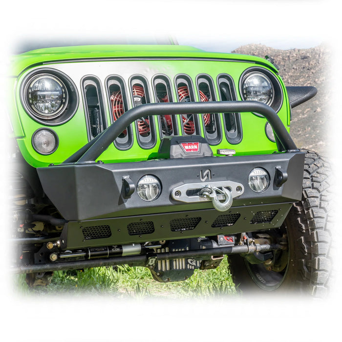 Turn Offroad Front Bumper with Skid Plate & Recessed Winch Mount for 2007-2025 Jeep Wrangler JK/JL & Gladiator JT