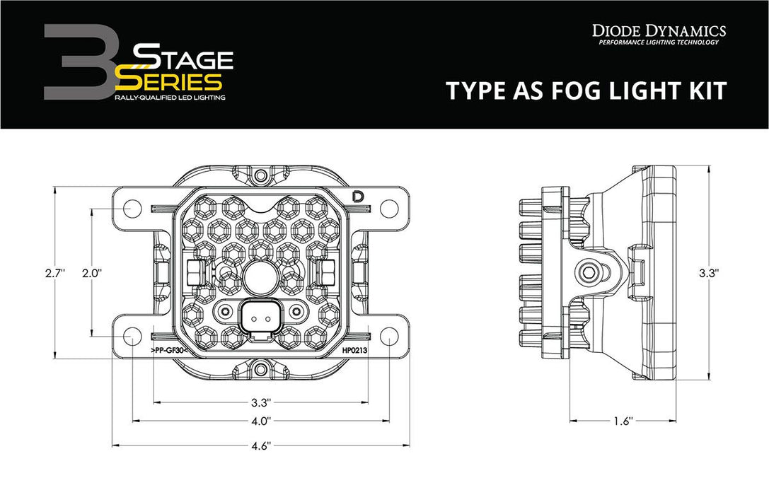 Diode Dynamics SS3 LED Fog Light Kit for 2021-2025 Ford Bronco | SAE Road Legal | Standard & Capable Bumper